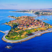 Aerial View Of Nessebar Off The Black Sea Coast Of Bulgaria, Eastern Europe